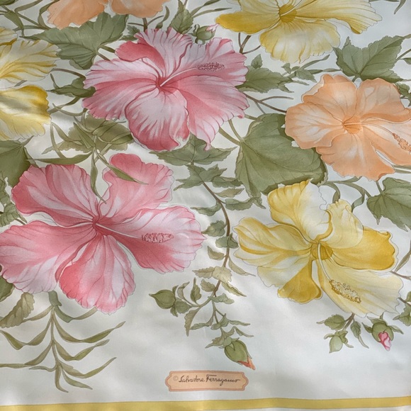 Authentic Salvatore Ferragamo Silk Floral Scarf - Picture 2 of 7